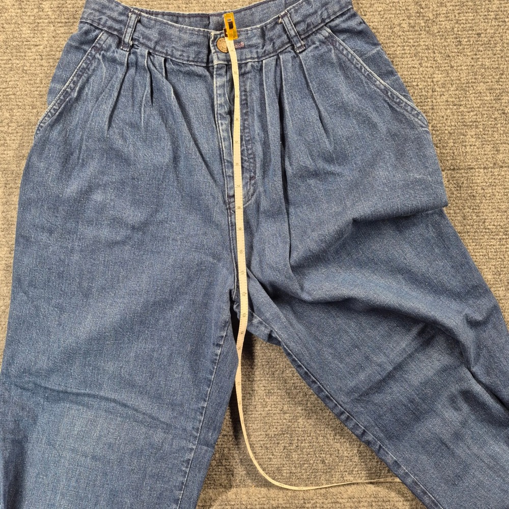Vintage Calvin Klein High Waisted Pleated Tapered Jeans Medium Wash Blue Size 10 - Picture 3 of 9